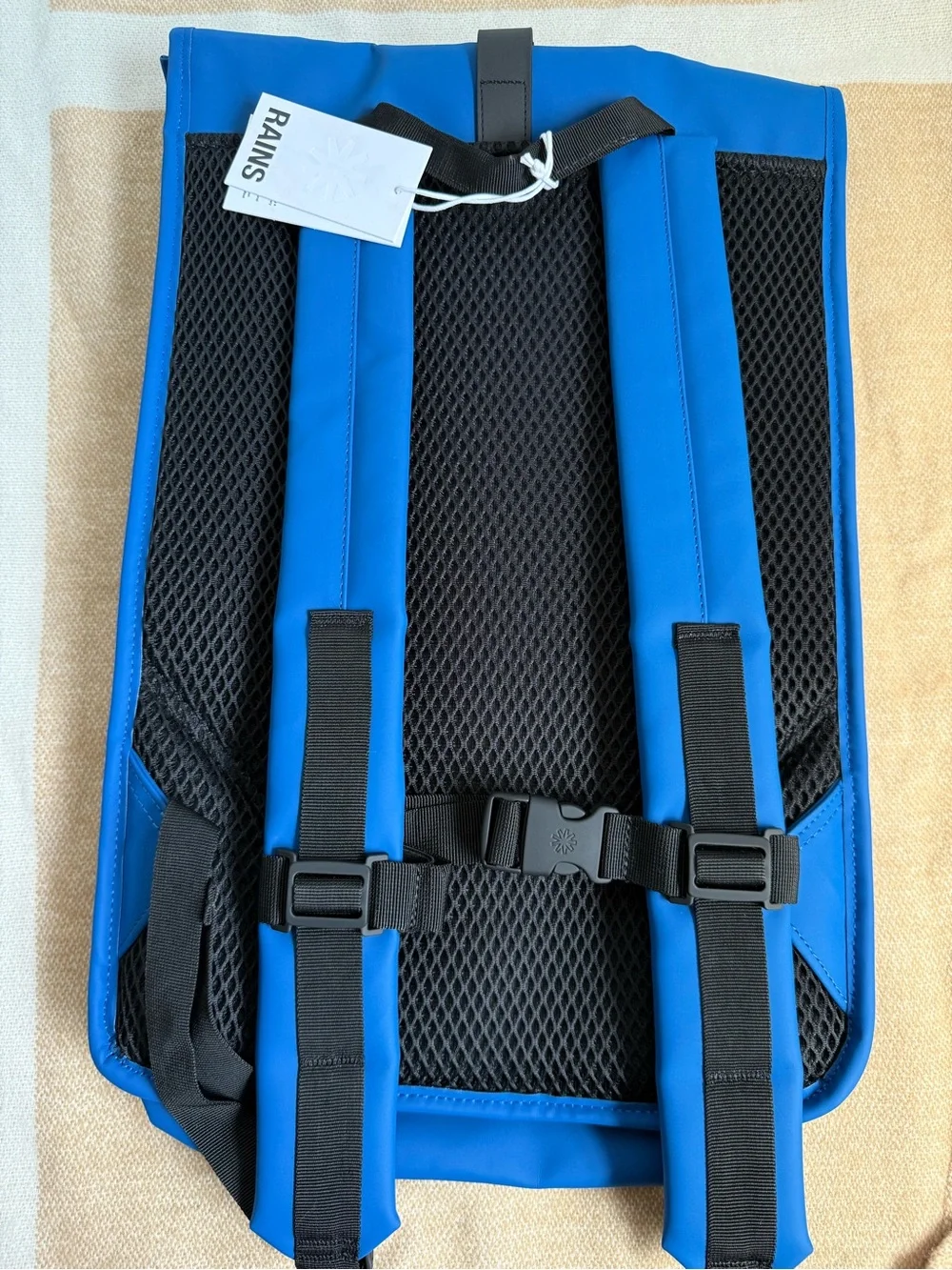 Rains Blue/ waves waterproof Roll-Top Backpack  new